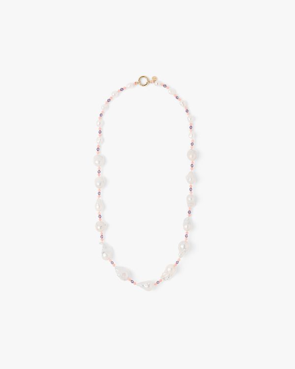 White/amethyst Prada Fine Jewellery gold and pearl necklace