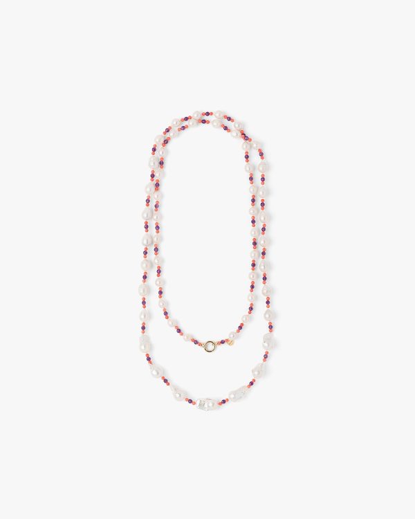 White/amethyst Prada Fine Jewellery gold and pearl necklace