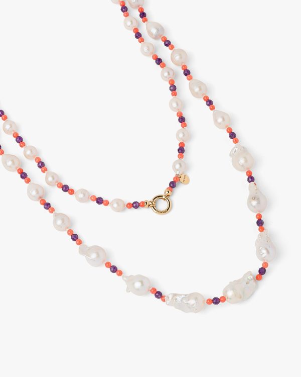 White/amethyst Prada Fine Jewellery gold and pearl necklace - Image 3