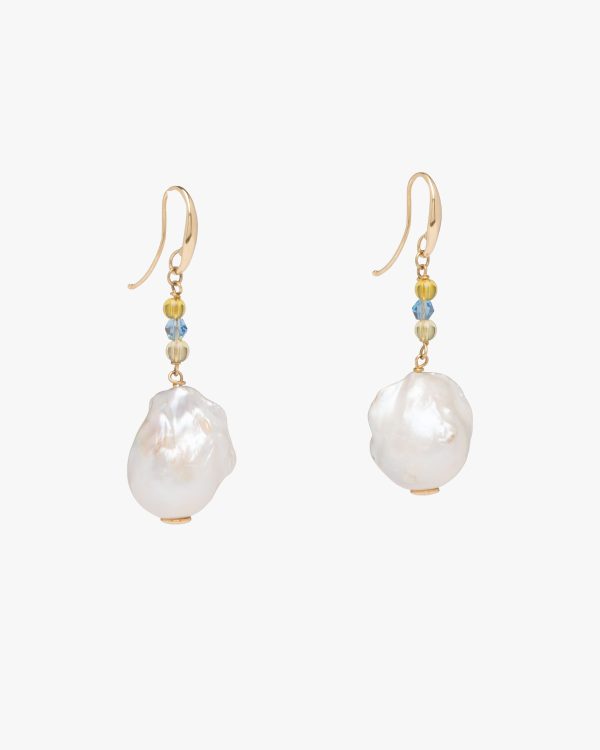 White/blue Topaz Prada Fine Jewellery gold and pearl earrings