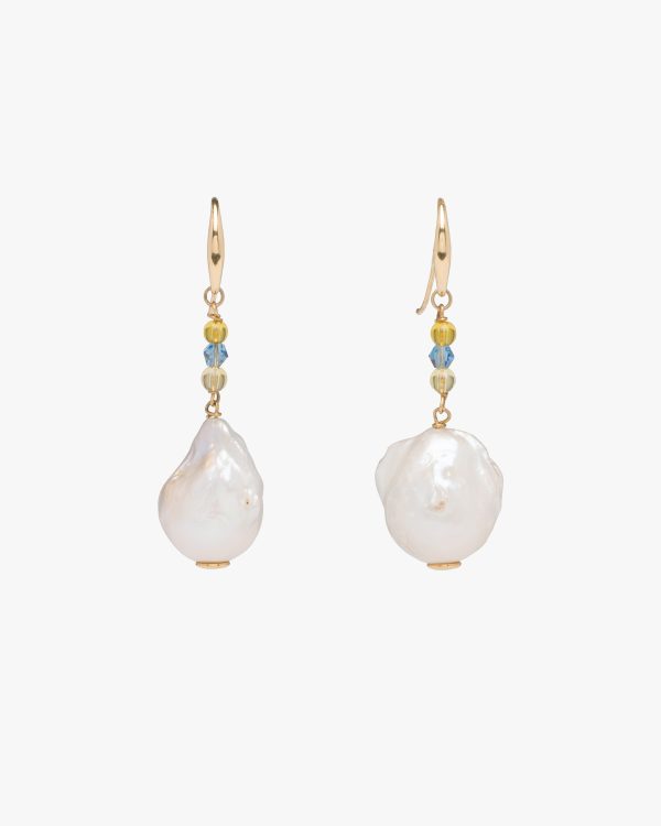 White/blue Topaz Prada Fine Jewellery gold and pearl earrings - Image 3