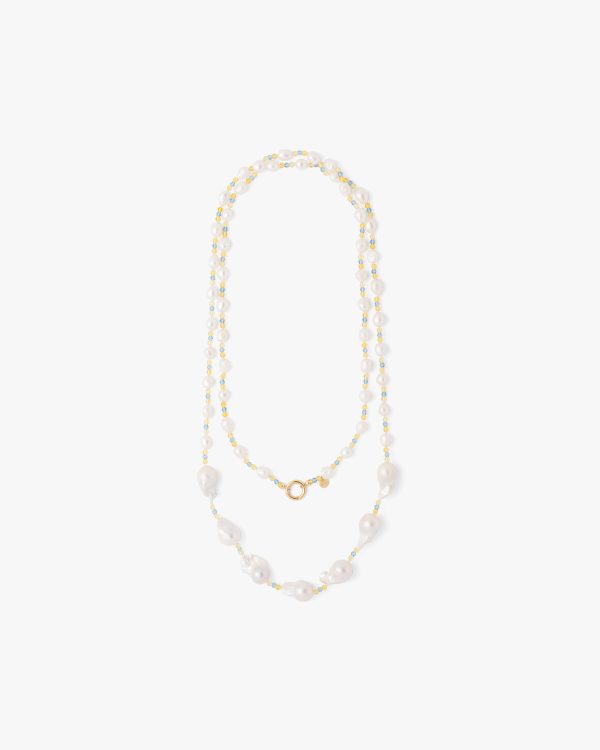 White/blue Topaz Prada Fine Jewellery gold and pearl necklace