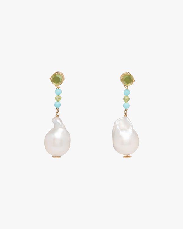 White/peridot Prada Fine Jewellery gold and pearl earrings - Image 3