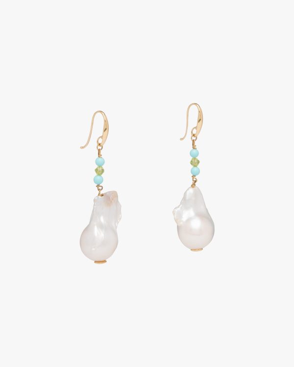 White/peridot Prada Fine Jewellery gold and pearl earrings