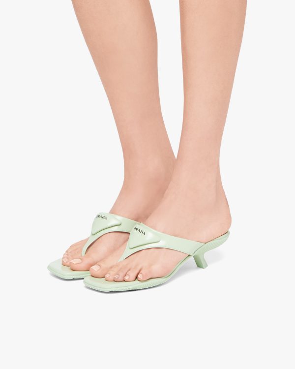 Aqua Brushed leather high-heeled thong sandals - Image 5