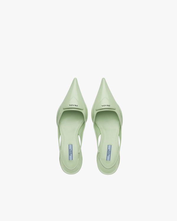Aqua Brushed leather slingback pumps - Image 4