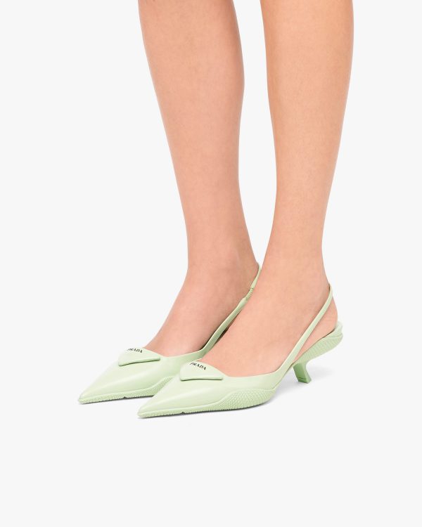Aqua Brushed leather slingback pumps - Image 5