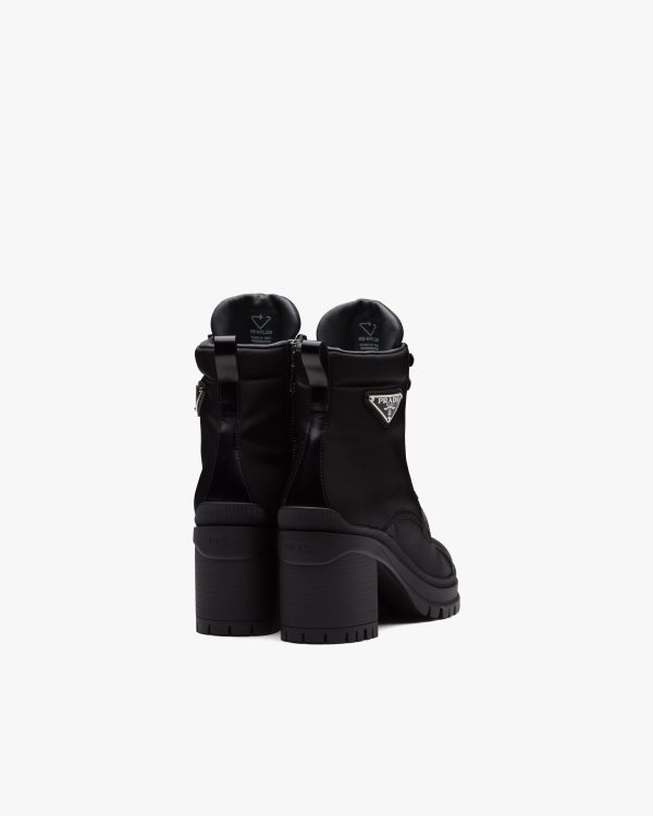 Black Brushed leather and nylon laced booties - Image 3