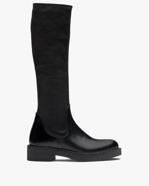 Black Brushed leather and stretch nappa leather boots - Image 2