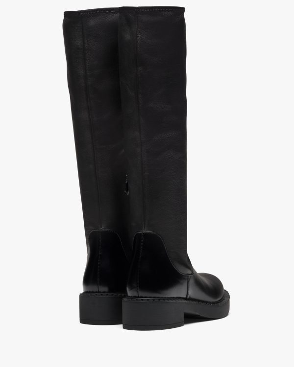 Black Brushed leather and stretch nappa leather boots - Image 3