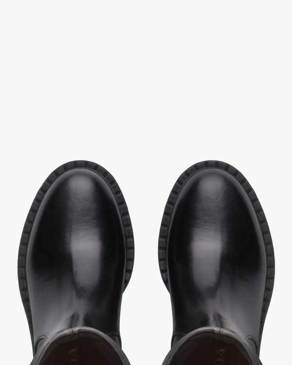 Black Brushed leather and stretch nappa leather boots - Image 4