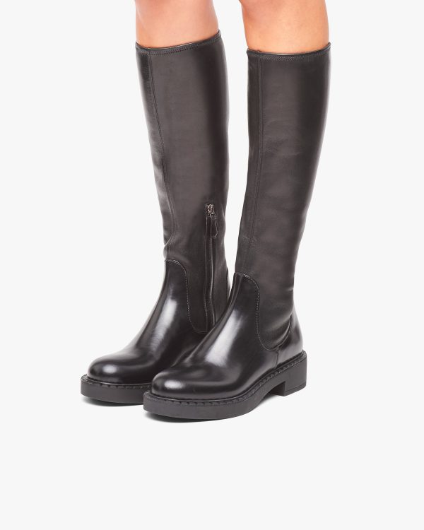 Black Brushed leather and stretch nappa leather boots - Image 5