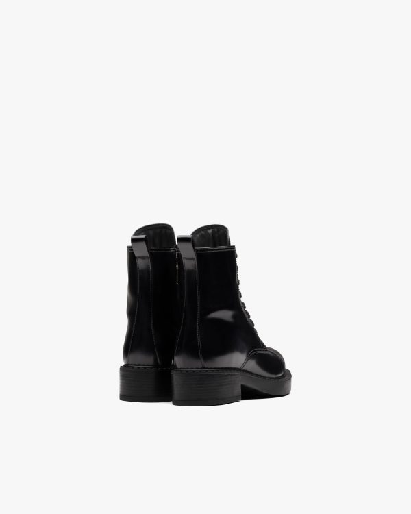 Black Brushed leather laced booties - Image 3