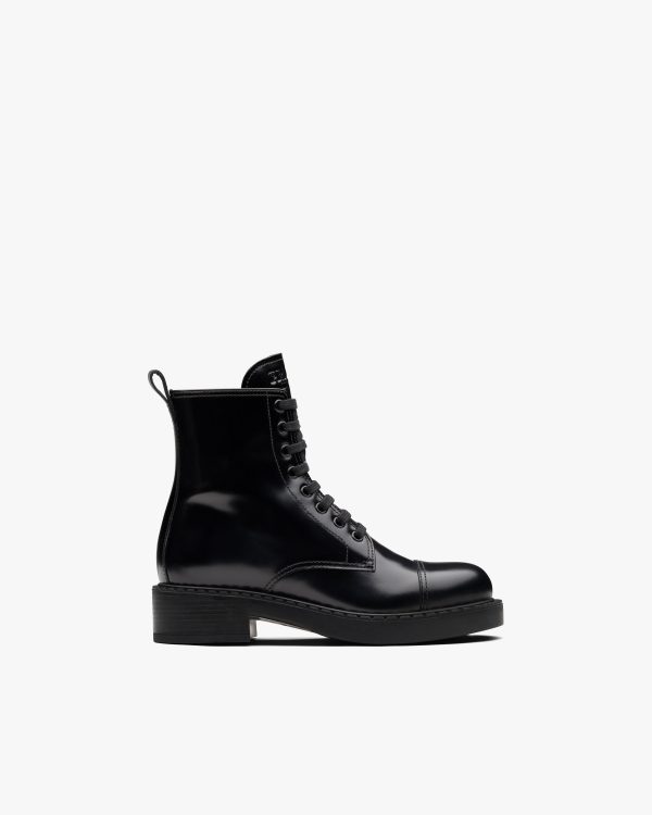 Black Brushed leather laced booties - Image 2