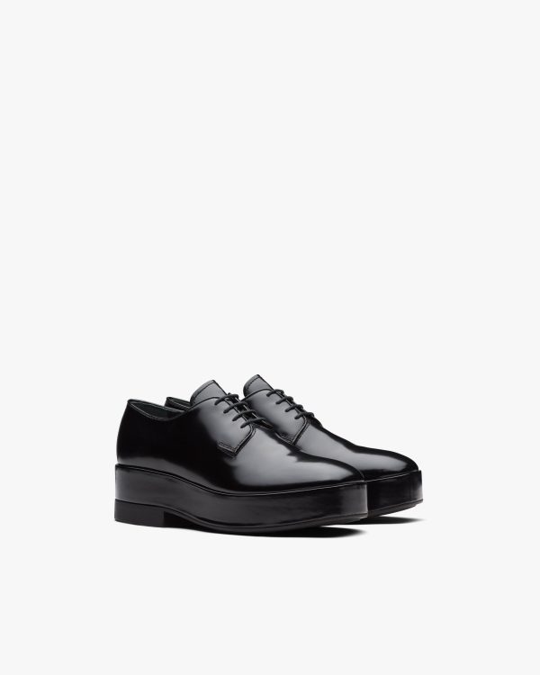 Black Brushed leather laced derby shoes