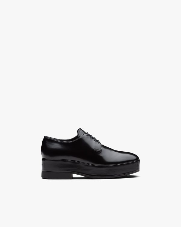 Black Brushed leather laced derby shoes - Image 2