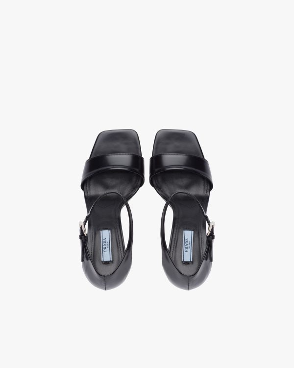 Black Brushed leather sandals - Image 4