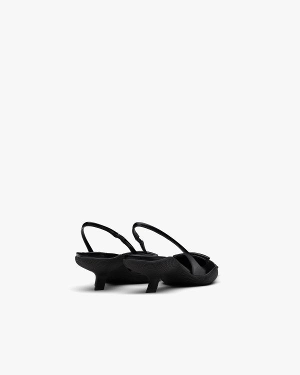 Black Brushed leather slingback pumps - Image 3