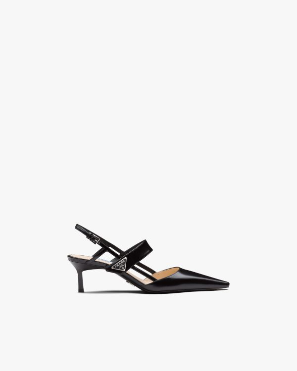 Black Brushed leather slingbacks - Image 2