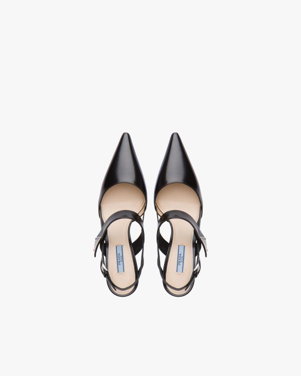Black Brushed leather slingbacks - Image 4