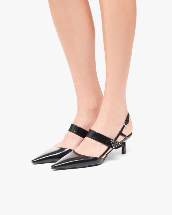 Black Brushed leather slingbacks - Image 5