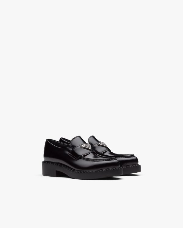 Black Chocolate Sharp brushed leather loafers