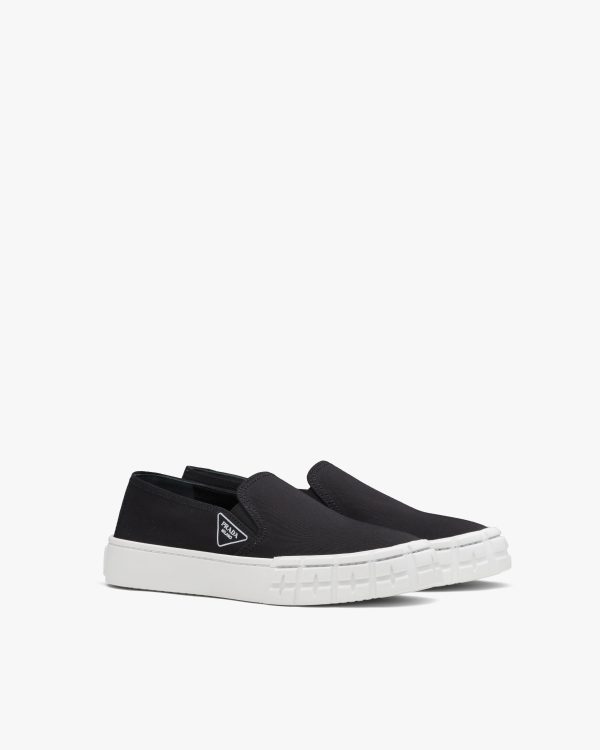 Black Cotton gabardine Wheel slip-ons