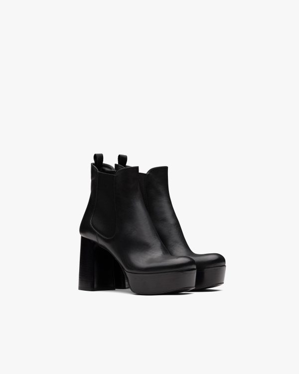 Black Leather platform booties