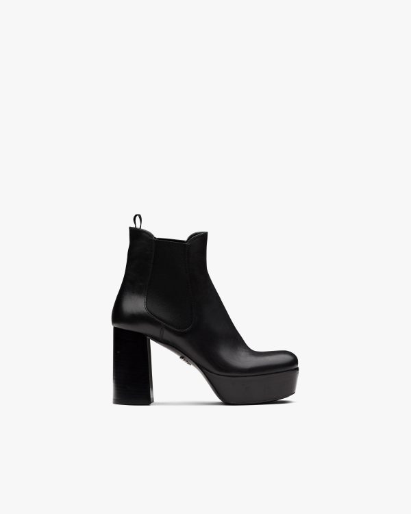 Black Leather platform booties - Image 2