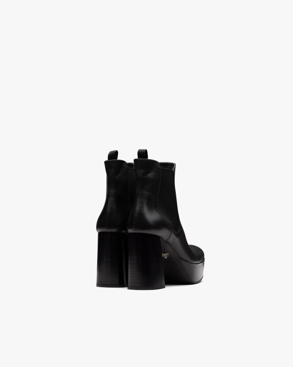 Black Leather platform booties - Image 3