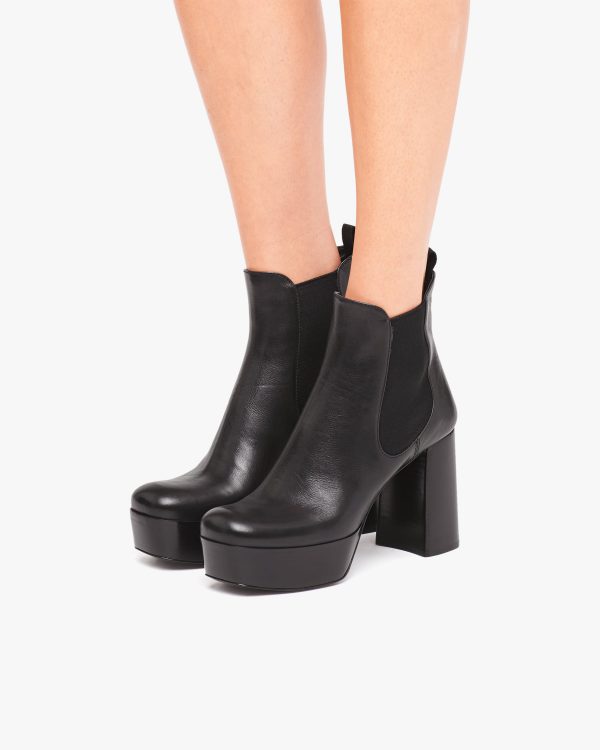 Black Leather platform booties - Image 5