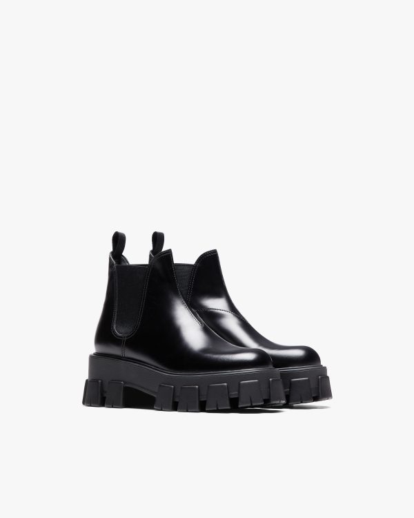 Black Monolith brushed leather Chelsea boots