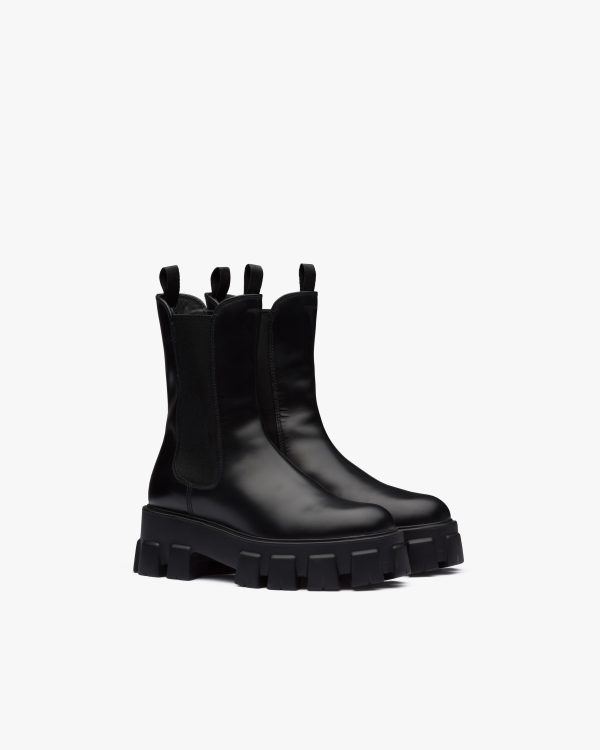 Black Monolith brushed leather boots