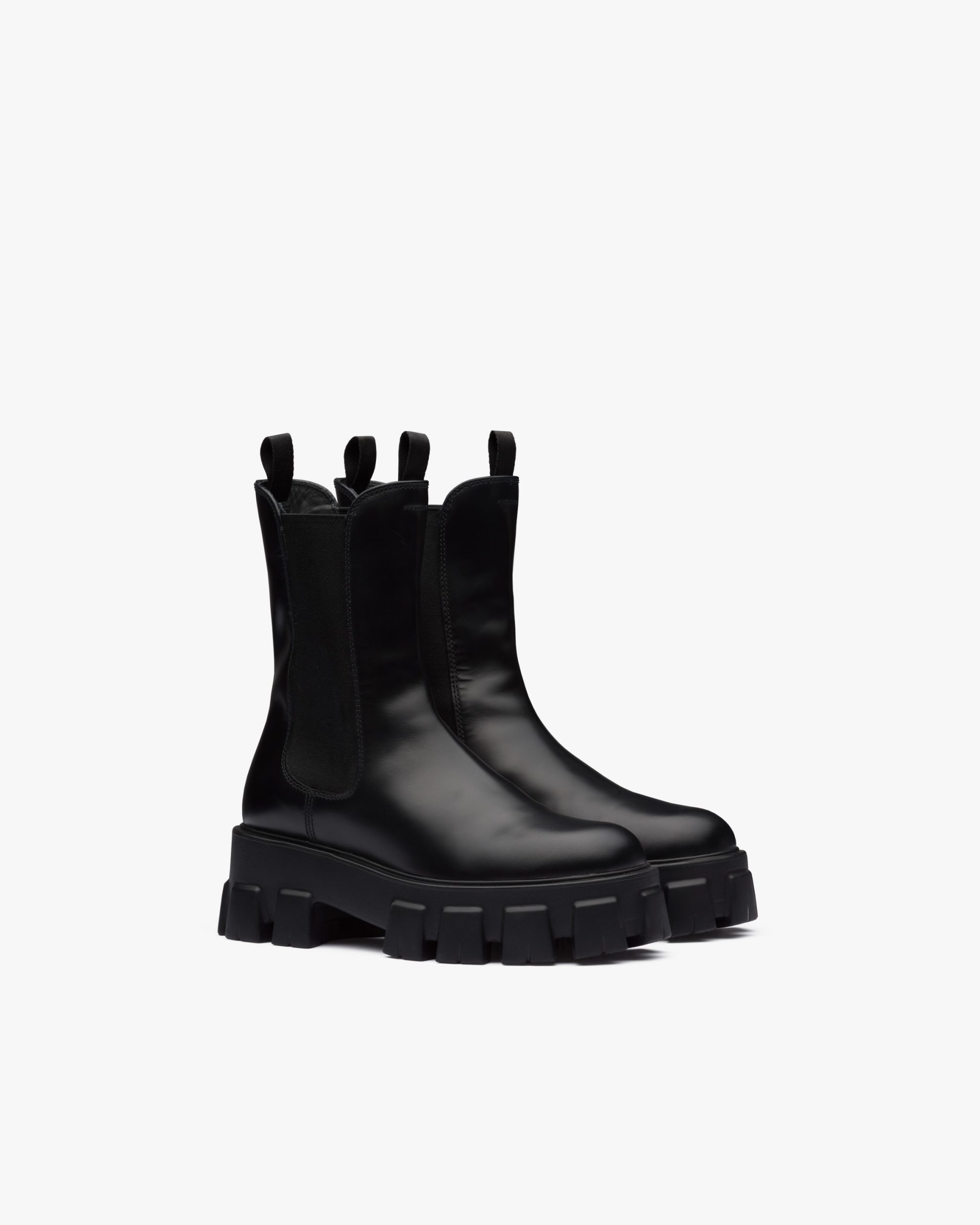 Black Monolith brushed leather boots - Fake Prada Store