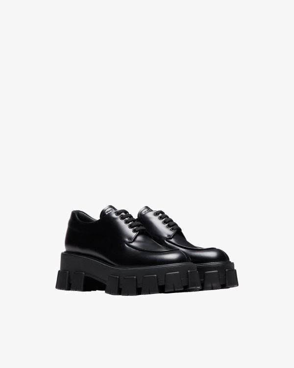 Black Monolith brushed leather lace-up shoes