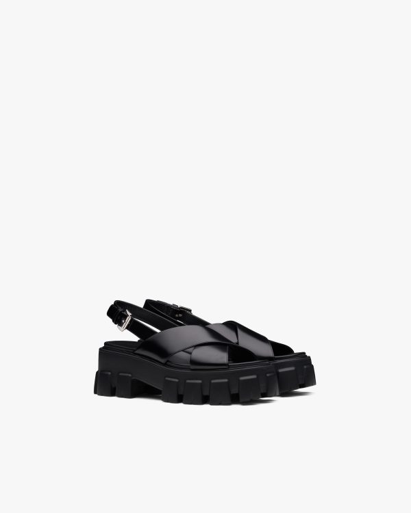Black Monolith brushed leather sandals
