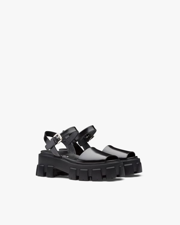 Black Monolith brushed leather sandals