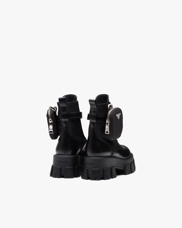 Black Monolith brushed rois leather and nylon boots - Image 3