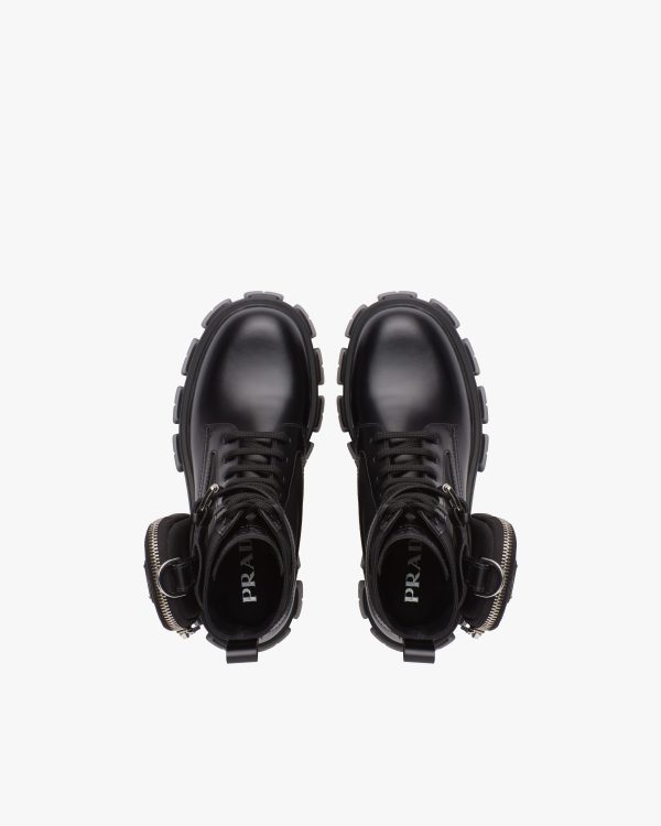 Black Monolith brushed rois leather and nylon boots - Image 4