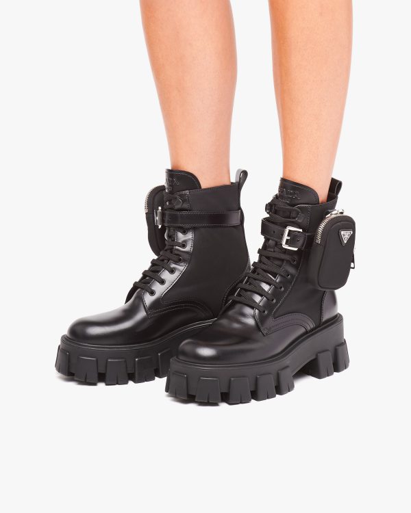 Black Monolith brushed rois leather and nylon boots - Image 5