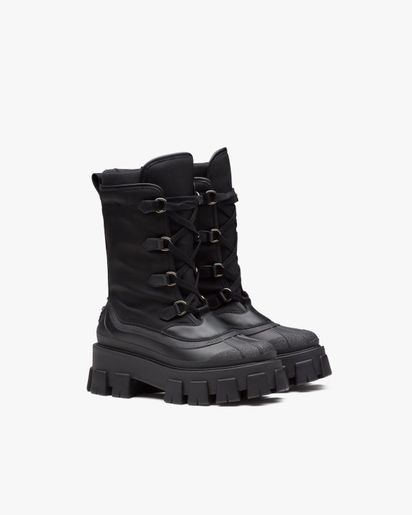 Black Monolith leather and nylon boots