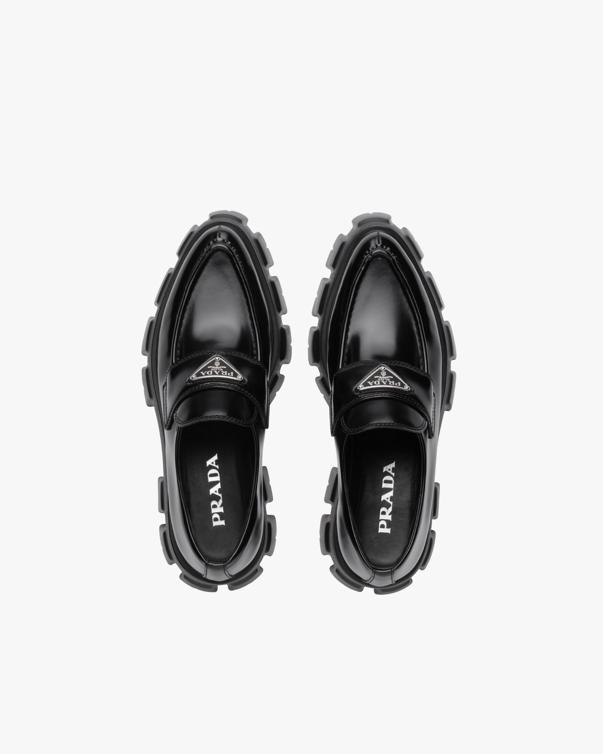 Black Monolith pointy brushed leather loafers - Fake Prada Store