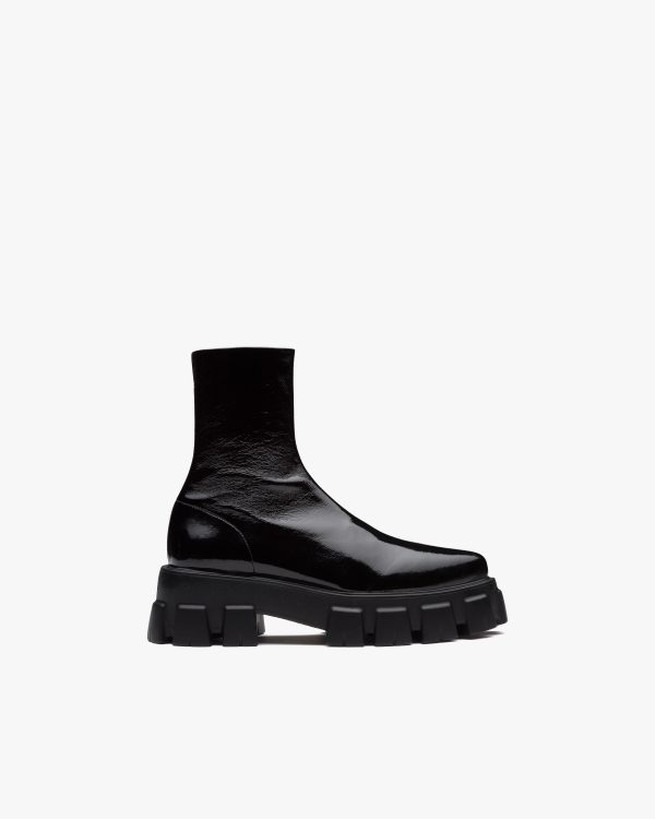 Black Monolith pointy technical patent leather booties - Image 2