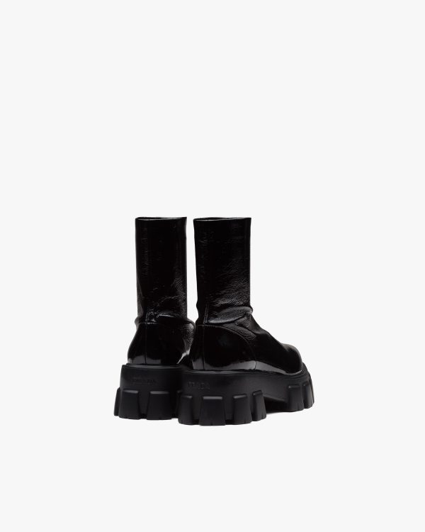 Black Monolith pointy technical patent leather booties - Image 3