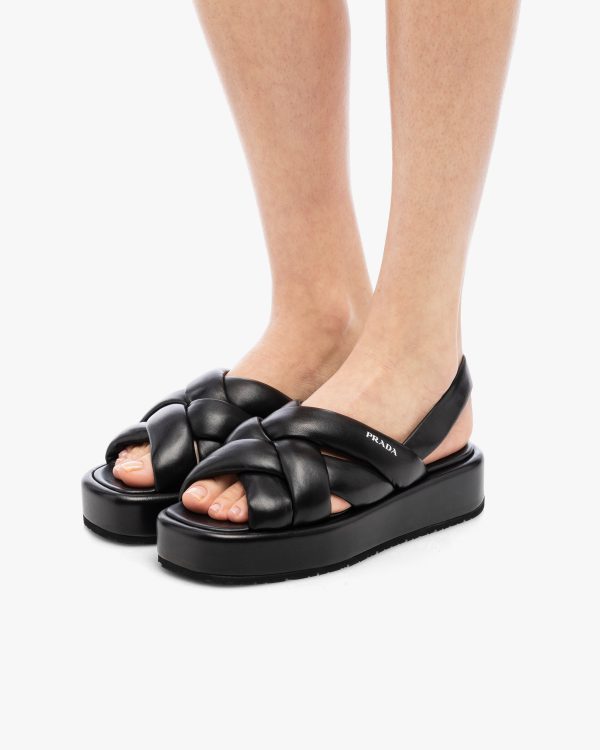 Black Nappa leather flatform sandals - Image 5
