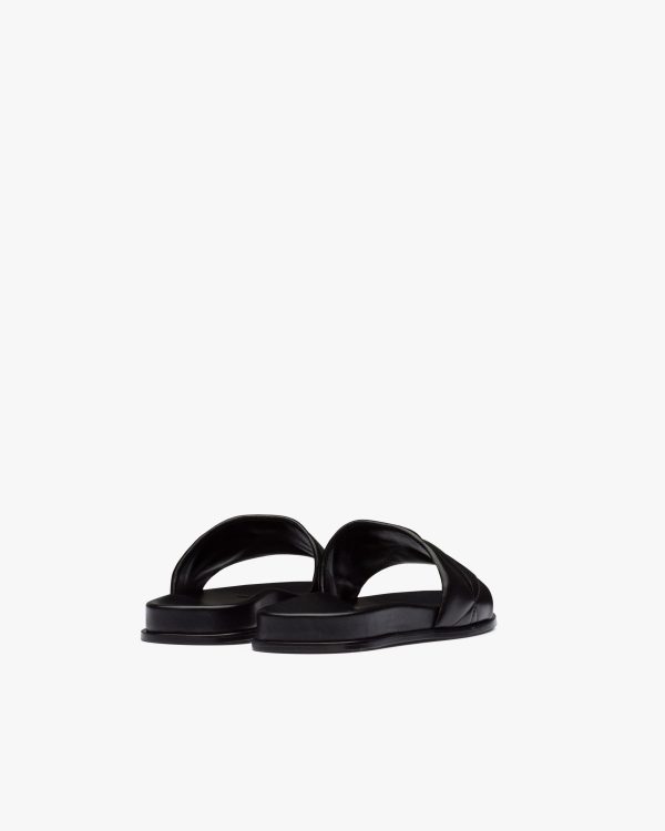Black Nappa leather slides - Image 3