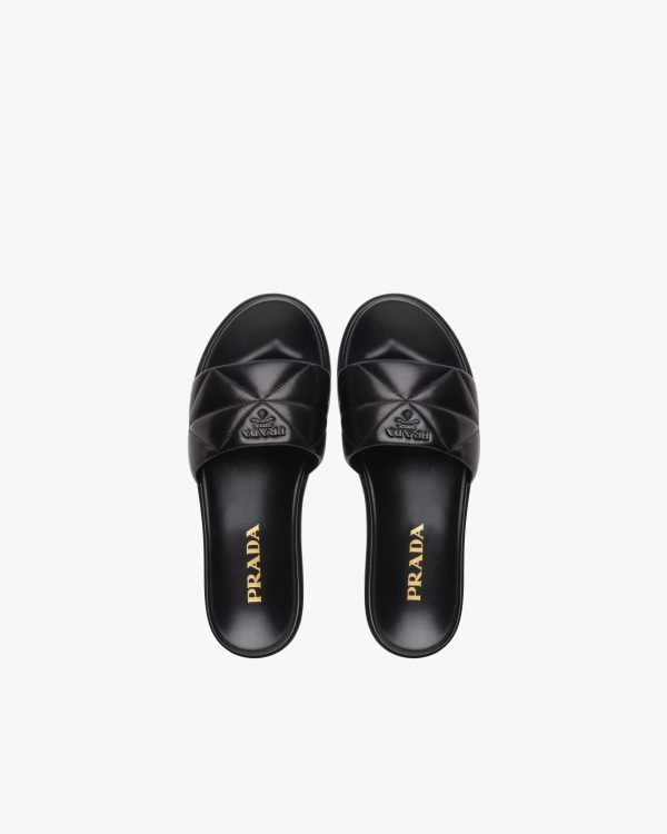 Black Nappa leather slides - Image 4