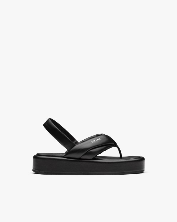 Black Nappa leather thong flatform sandals - Image 2
