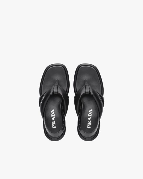 Black Nappa leather thong flatform sandals - Image 4