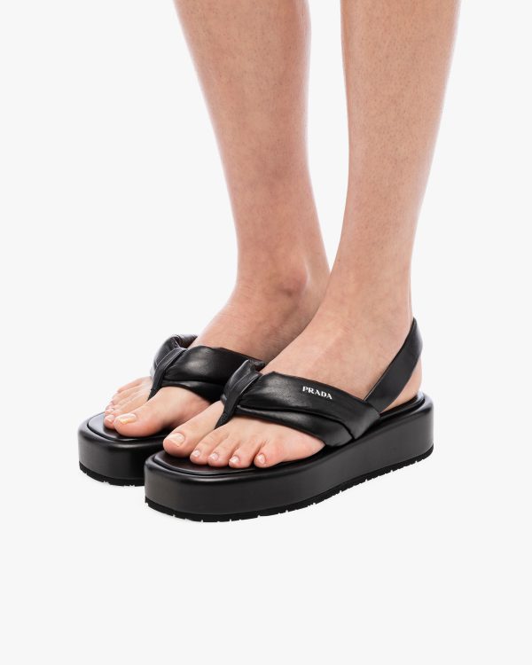 Black Nappa leather thong flatform sandals - Image 5